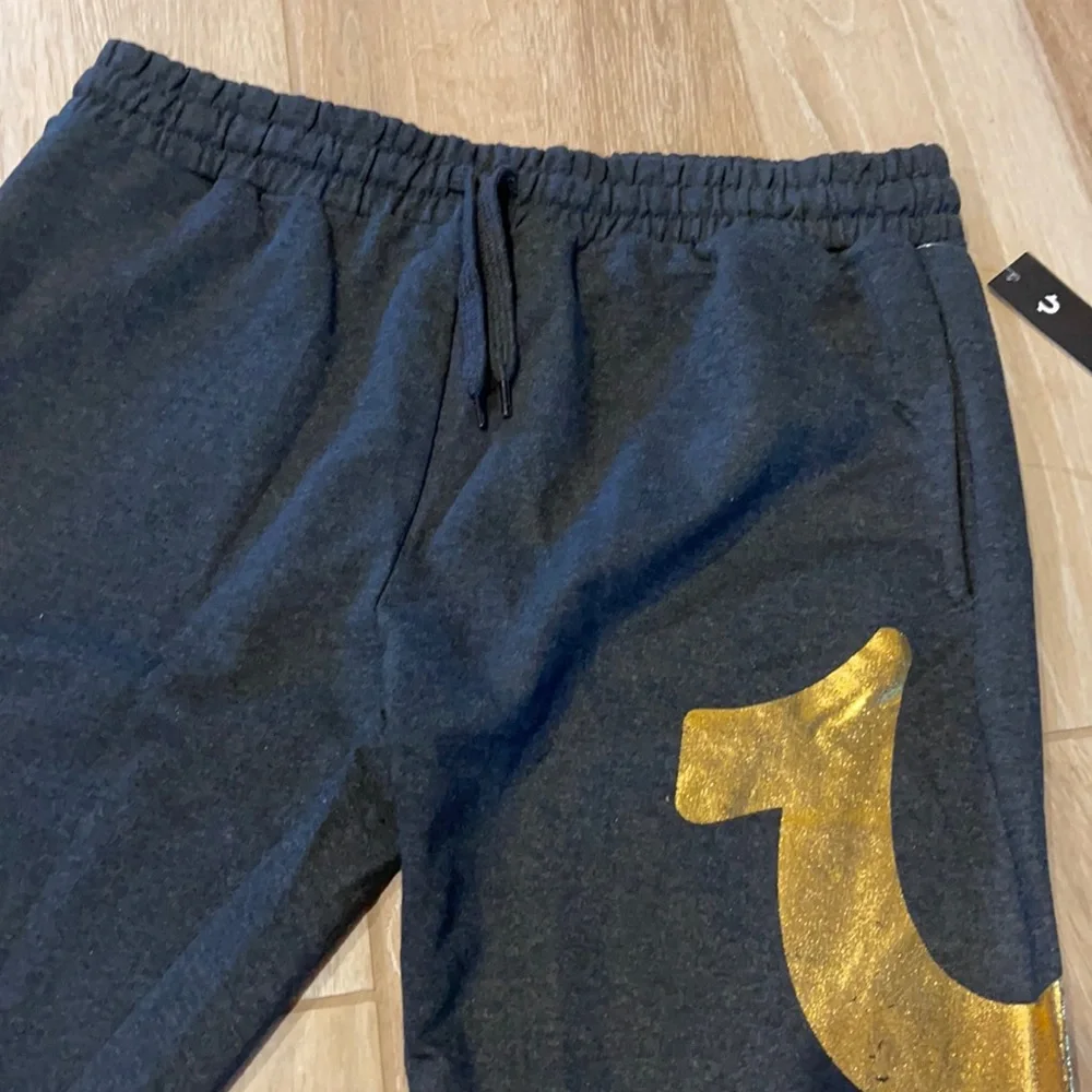 True Religion Loungewear Joggers LARGE Charcoal/Gold